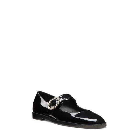 Stuart Weitzman Loralei Crystal Mary Jane Flats - 9.5 M Black